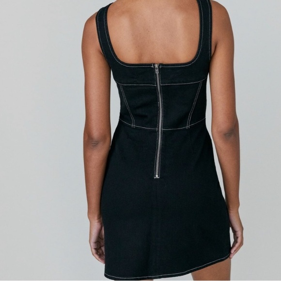 Reformation Davies bustier corset denim little black mini dress size 2 - Picture 3 of 8